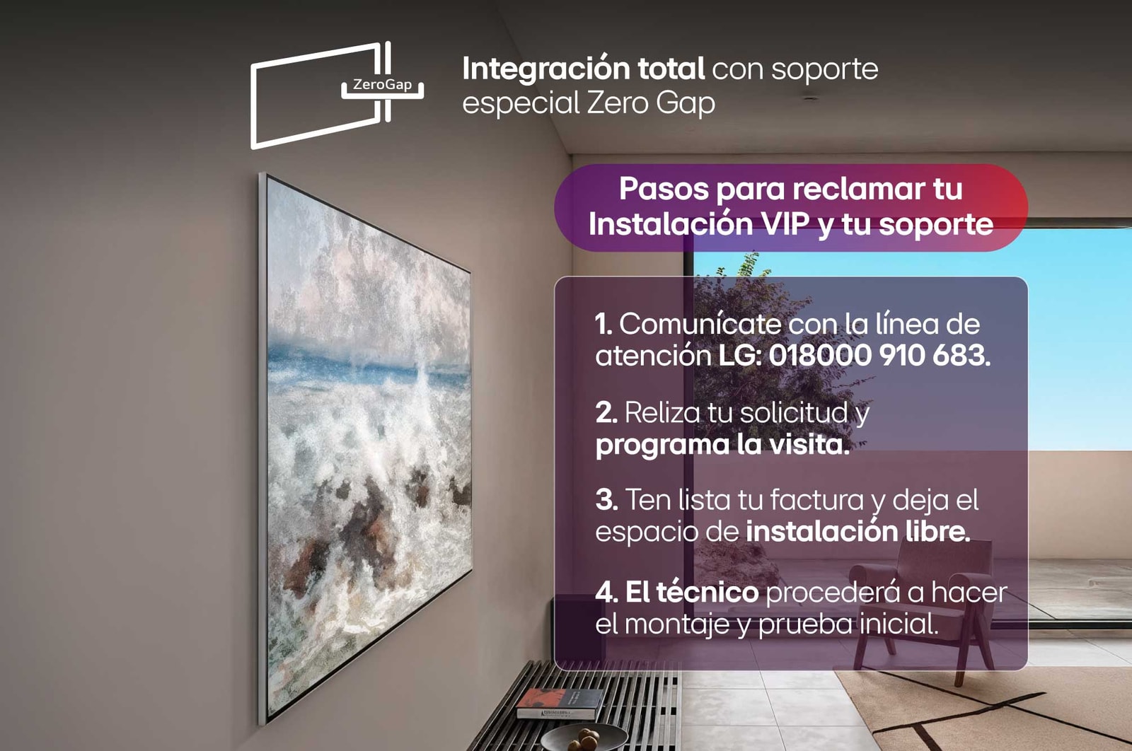 Integración total con soporte especial  Smart TV LG OLED evo AI G5 4K.